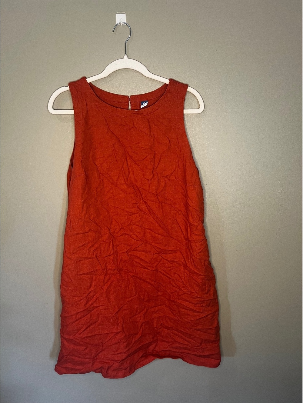 Old Navy Burnt Orange Linen Sleeveless Shift Mini Dress